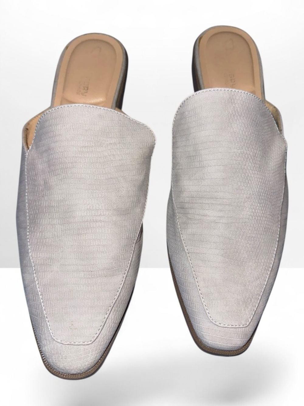 🌸CL Chinese Laundry Softest Grey Lizard Nubuck Loafer Mules-NWOT